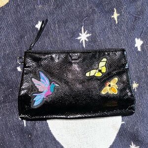 Victoria's Secret Black Clutch with Embroidered Butterflies